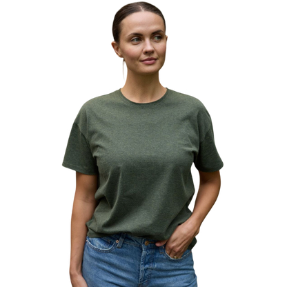 Woman wearing black tee with white background |Color:Jet Black