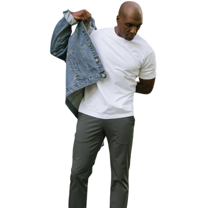 Man in olive tee with white background |Color:Olive