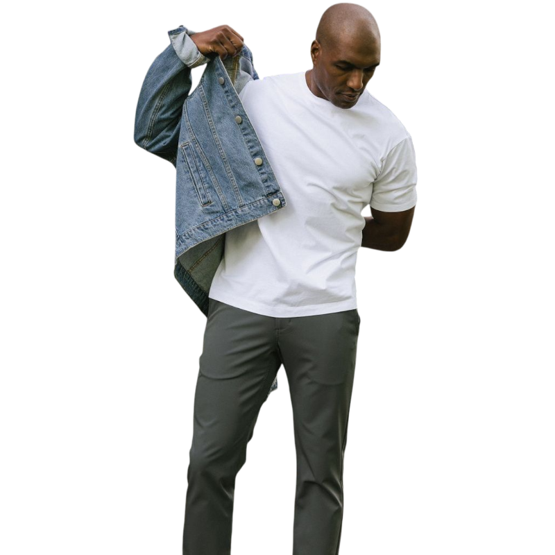 Man in olive tee with white background |Color:Olive