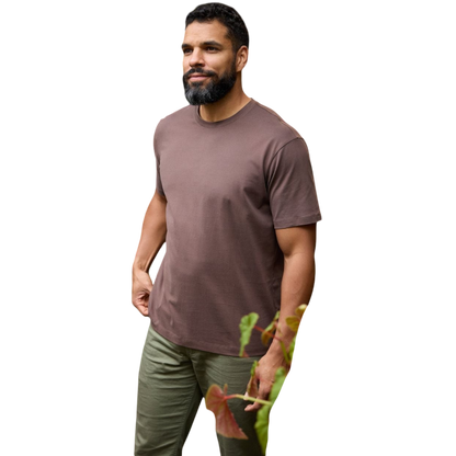 Man in olive tee with white background |Color:Olive