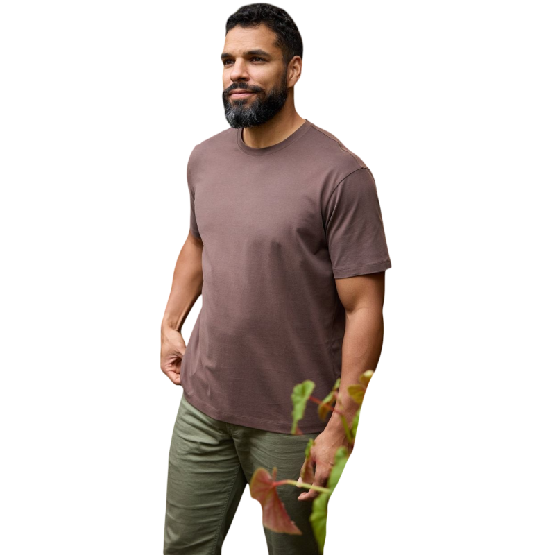 Man in olive tee with white background |Color:Olive