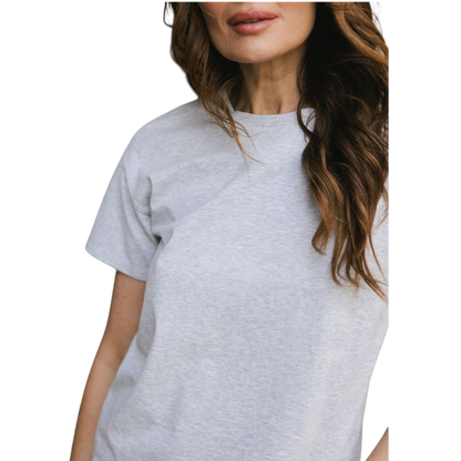 Woman wearing black tee with white background |Color:Jet Black