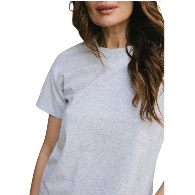 Woman wearing black tee with white background |Color:Jet Black