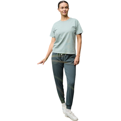 Woman wearing black tee with white background |Color:Jet Black