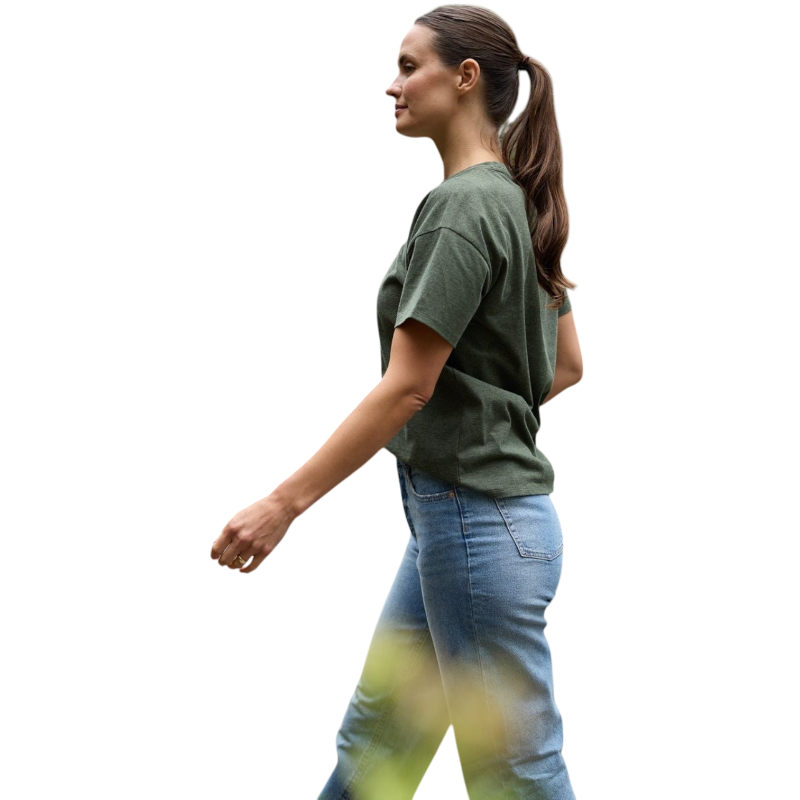 Woman wearing black tee with white background |Color:Jet Black