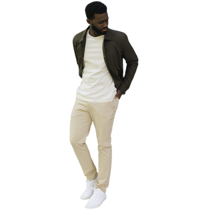 Man in olive tee with white background |Color:Olive