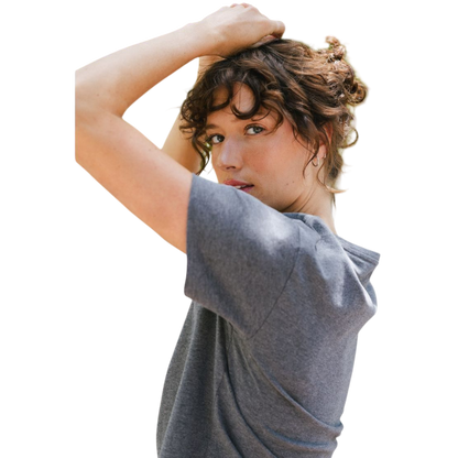 Woman wearing black tee with white background |Color:Jet Black