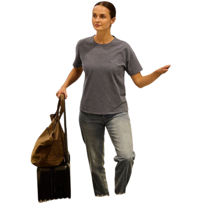 Woman wearing black tee with white background |Color:Jet Black