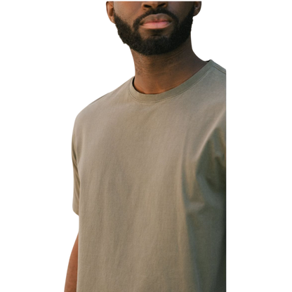 Man in olive tee with white background |Color:Olive