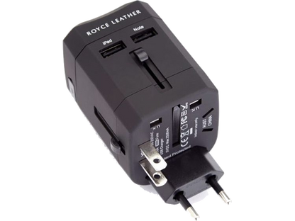 Royce International Travel Adapter and Leather Case