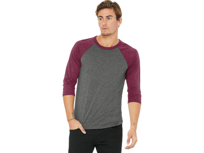 BELLA+CANVAS ® Unisex 3/4-Sleeve Baseball Tee