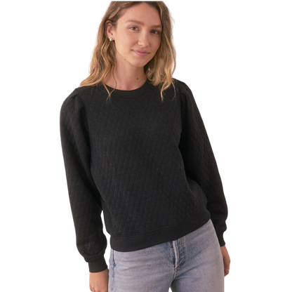 Marine Layer Women's Corbet Quilted Puff Sleeve Crewneck