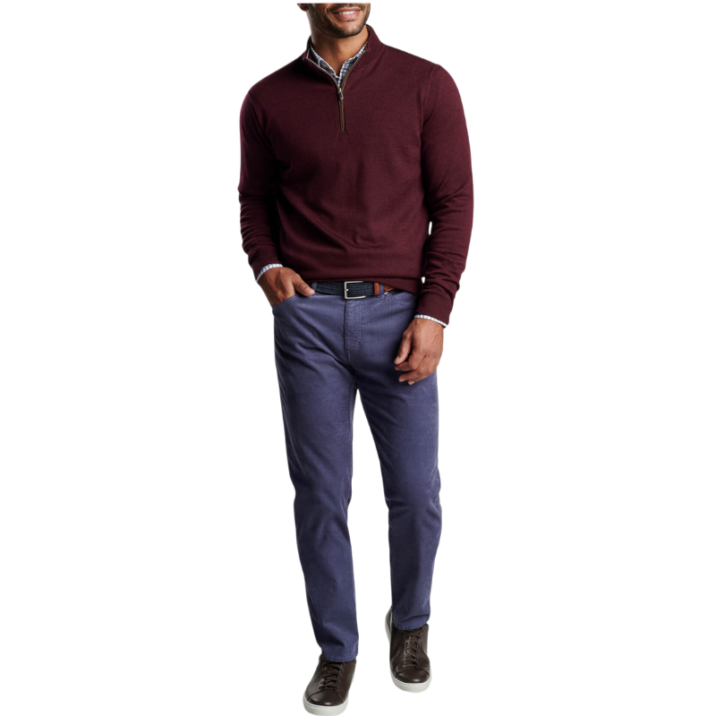 Peter Millar Men's Autumn Crest Suede Trim Quarter-Zip