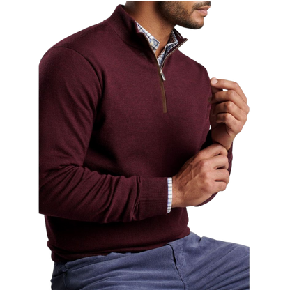 Peter Millar Men's Autumn Crest Suede Trim Quarter-Zip