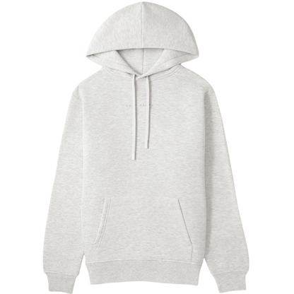 A person with curly hair is wearing a Cozy Earth Men's CityScape Hoodie in dark green and standing against a plain white background, with their hands together. |Color:Spruce