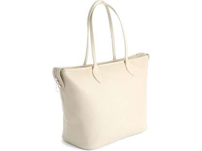 Pebbled Grain Wide Tote Bag with Wristlet