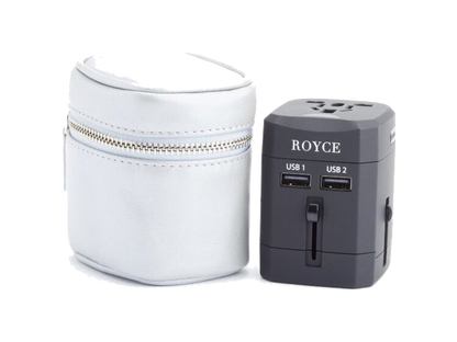 Royce International Travel Adapter and Leather Case