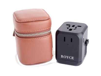 Royce International Travel Adapter and Leather Case