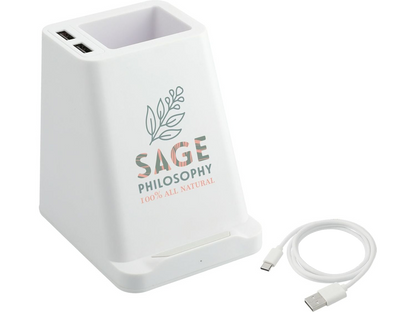 Wireless Charging Pen Holder w/ Dual Outputs