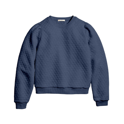 Marine Layer Women's Corbet Quilted Puff Sleeve Crewneck