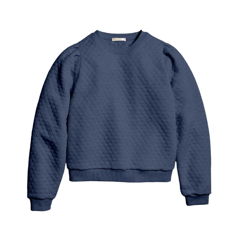 Marine Layer Women's Corbet Quilted Puff Sleeve Crewneck