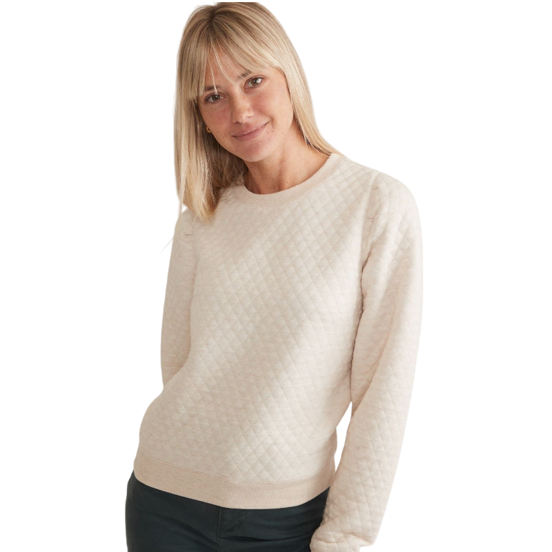 Marine Layer Women's Corbet Quilted Puff Sleeve Crewneck
