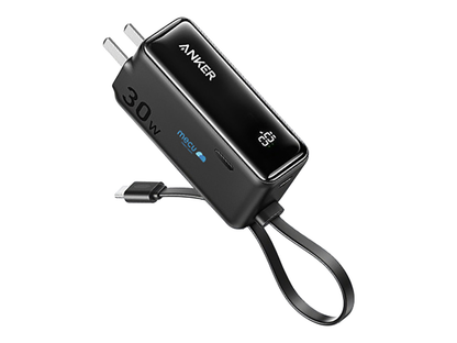 Anker 3-in-1 Power Bank (30W Fusion Built-In USB-C Cable) - Black - Power Adapters