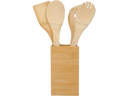 Bamboo 4-piece Kitchen Tool Set and Canister - Homewares