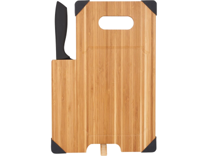 Bamboo Cutting Board with Knife - Natural - gift set