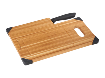 Bamboo Cutting Board with Knife - Natural - gift set