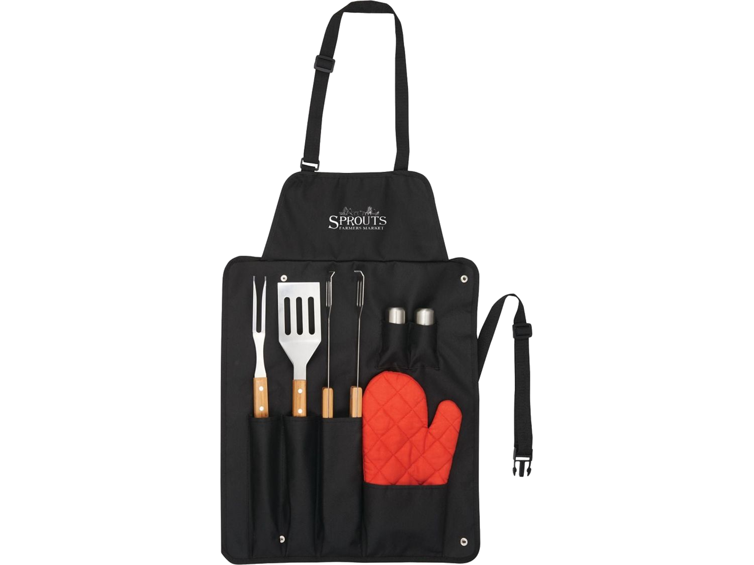 BBQ Now Apron and 7 piece BBQ Set - Black - Aprons