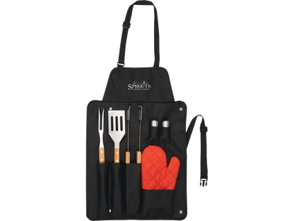 BBQ Now Apron and 7 piece BBQ Set - Black - Aprons