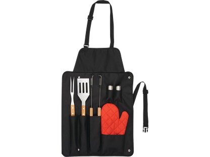 BBQ Now Apron and 7 piece BBQ Set - Black - Aprons