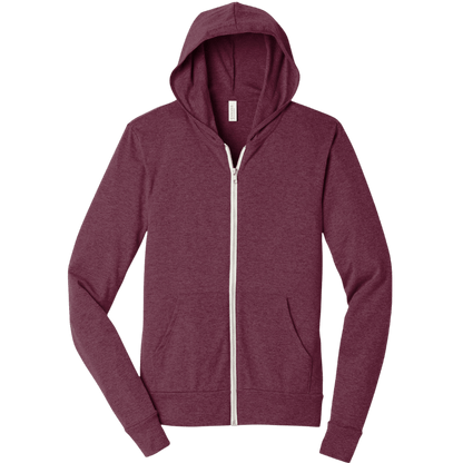 BELLA+CANVAS ® Unisex Triblend Full - Zip Lightweight Hoodie - Full - Zip Hoodies - SwagWear