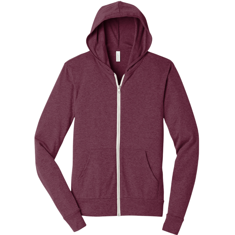 BELLA+CANVAS ® Unisex Triblend Full - Zip Lightweight Hoodie - Full - Zip Hoodies - SwagWear
