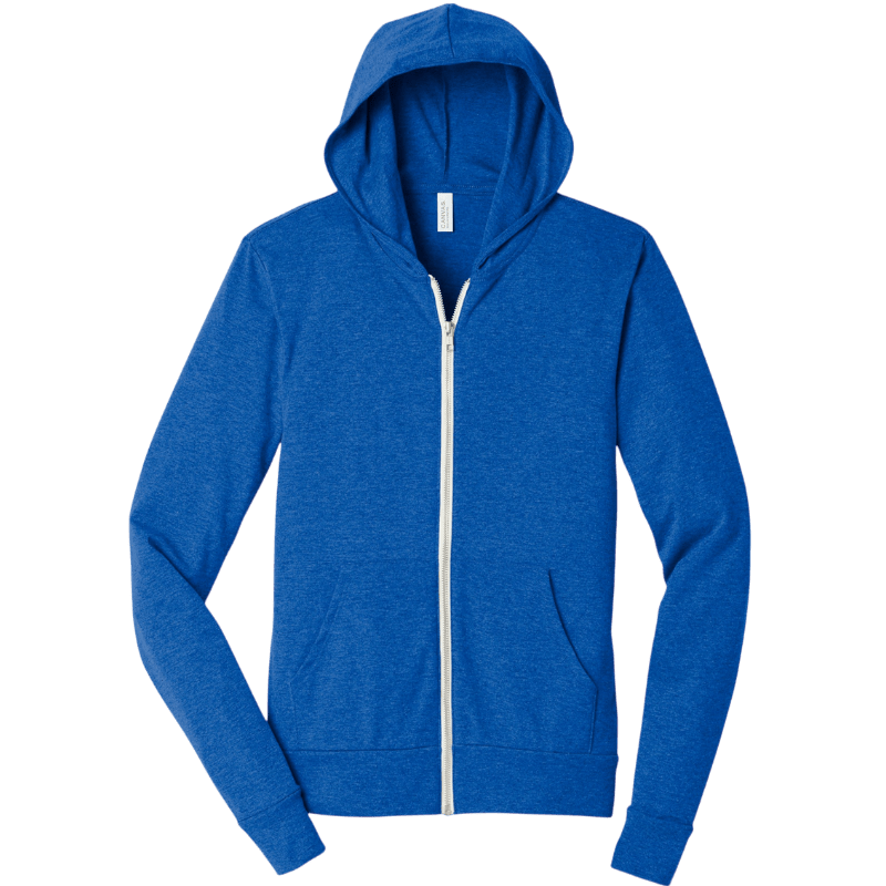 BELLA+CANVAS ® Unisex Triblend Full - Zip Lightweight Hoodie - Full - Zip Hoodies - SwagWear