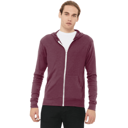 BELLA+CANVAS ® Unisex Triblend Full - Zip Lightweight Hoodie - Full - Zip Hoodies - SwagWear