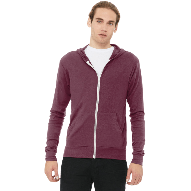 BELLA+CANVAS ® Unisex Triblend Full - Zip Lightweight Hoodie - Full - Zip Hoodies - SwagWear