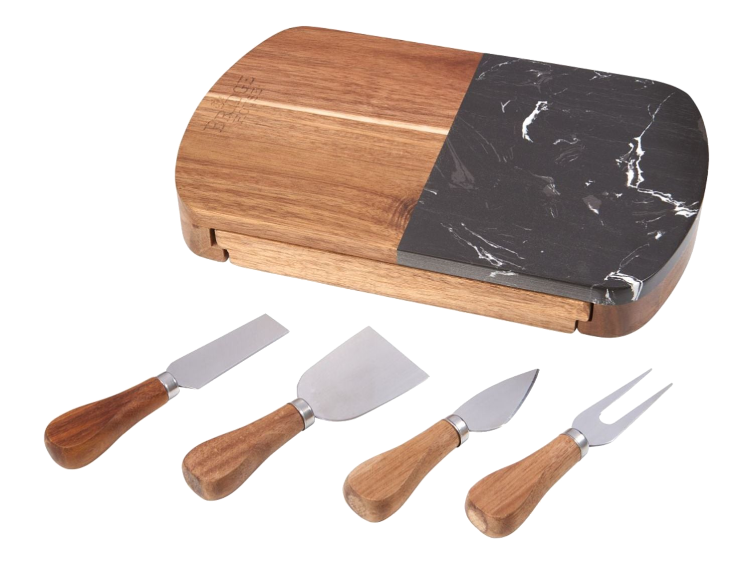 Black Marble Cheese Board Set with Knives - Natural - Homewares