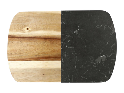 Black Marble Cheese Board Set with Knives - Natural - Homewares