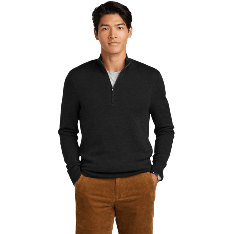 Brooks Brothers ® Washable Merino Birdseye 1/4 - Zip Sweater - Pullovers - SwagWear