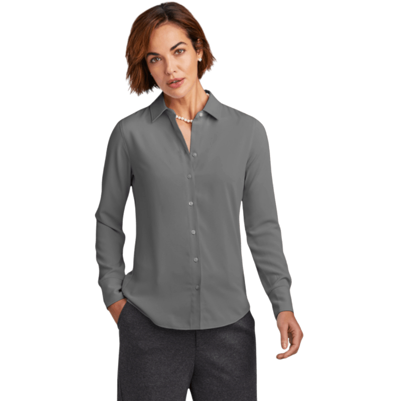 Brooks Brothers® Women’s Full - Button Satin Blouse - Button Down Shirts - SwagWear