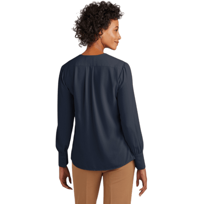 Brooks Brothers® Women’s Open - Neck Satin Blouse - Blouses - SwagWear