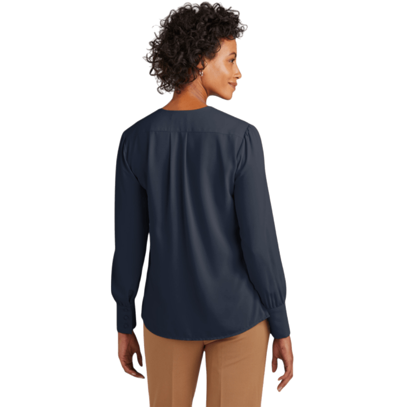 Brooks Brothers® Women’s Open - Neck Satin Blouse - Blouses - SwagWear