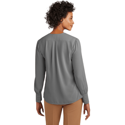 Brooks Brothers® Women’s Open - Neck Satin Blouse - Blouses - SwagWear