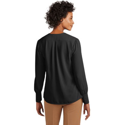 Brooks Brothers® Women’s Open - Neck Satin Blouse - Blouses - SwagWear
