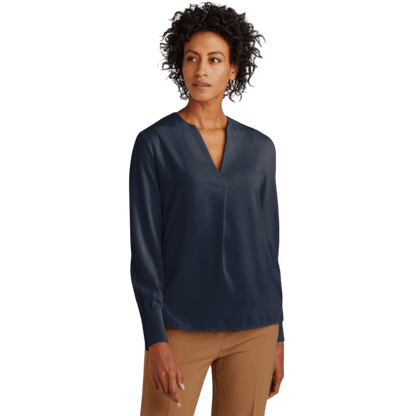Brooks Brothers® Women’s Open - Neck Satin Blouse - Blouses - SwagWear