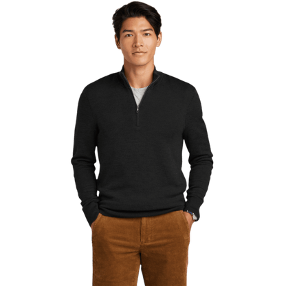 Brooks Brothers ® Washable Merino Birdseye 1/4-Zip Sweater - Pullovers - SwagWear