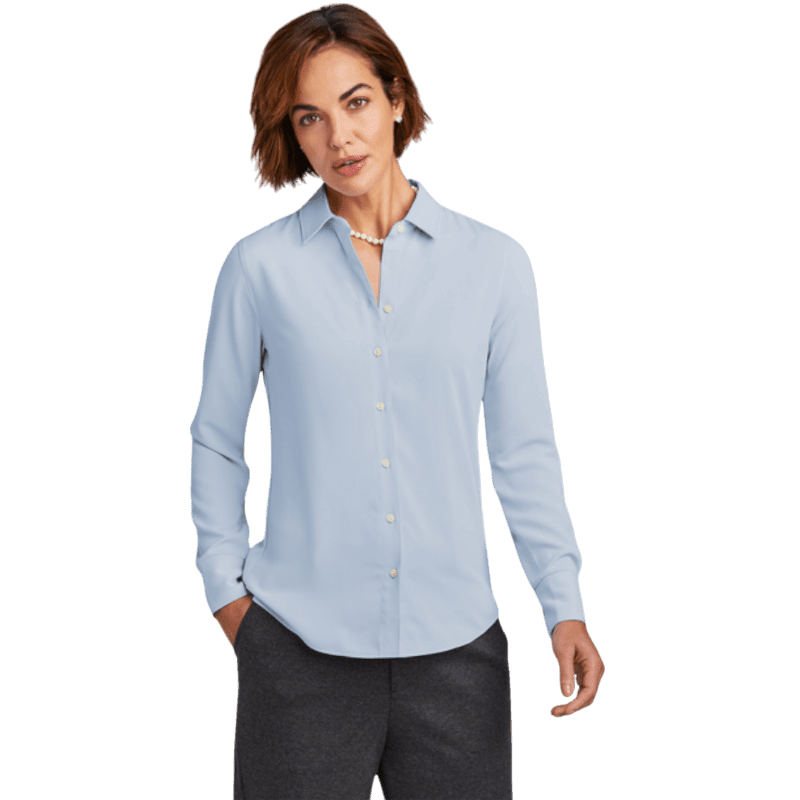 Brooks Brothers® Women’s Full-Button Satin Blouse - Button Down Shirts - SwagWear