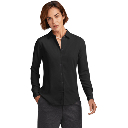 Brooks Brothers® Women’s Full-Button Satin Blouse - Button Down Shirts - SwagWear